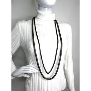 Chico's long gray gunmetal necklace costume jewelry versatile trendy